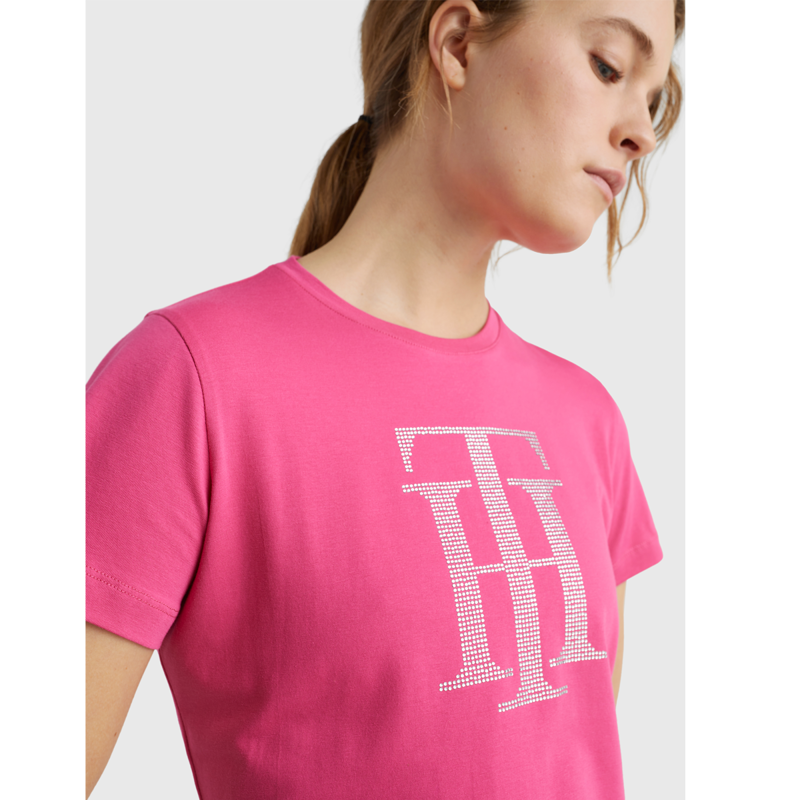 Tommy Hilfiger Women's Rhinestone T-Shirt - Hot Magenta-4